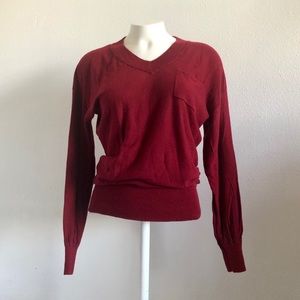 Lucky Brand Red V-Neck Long Sleeve